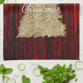Linge De Cuisine Arbre de Noël Rouge Tinsel (Plié)