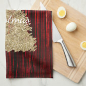 Linge De Cuisine Arbre de Noël Rouge Tinsel (Quart Plié)