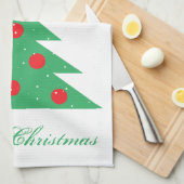 Linge De Cuisine Arbre de Noël Rouge Vert Joyeux Noël Cuisine T (Quart Plié)