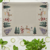 Linge De Cuisine Arbre de Noël Snowman Reindeer Père Noël Simple (Plié)