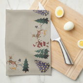 Linge De Cuisine Arbre de Noël Snowman Reindeer Père Noël Simple (Quart Plié)