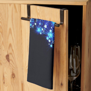 Linge De Cuisine arbre de Noël stylisé SlipperyJoe bleu brillant s