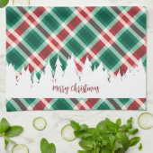 Linge De Cuisine Arbre de Noël traditionnel rouge et vert (Plié)