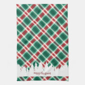 Linge De Cuisine Arbre de Noël traditionnel rouge et vert (Vertical)