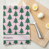 Linge De Cuisine Arbre De Noël Whimsical En Rubans Roses (Quart Plié)
