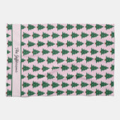 Linge De Cuisine Arbre De Noël Whimsical En Rubans Roses (Horizontal)