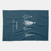 Linge De Cuisine Arbre de pin de Noël simple | bleu marine (Horizontal)