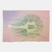 Linge De Cuisine Arbre de yoga de rose en pastel (Horizontal)