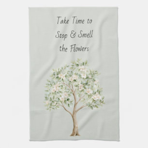 Linge De Cuisine Arbre Fleurissant Vert Clair