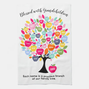 Linge De Cuisine Arbre Généalogique des Petits-Enfants Chaque Nom