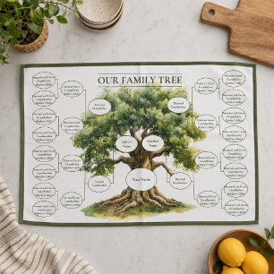 Linge De Cuisine Arbre Généalogique sur Cinq Générations Ancêtres G