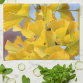 Linge De Cuisine Arbre Ginkgo Feuille jaune (Plié)