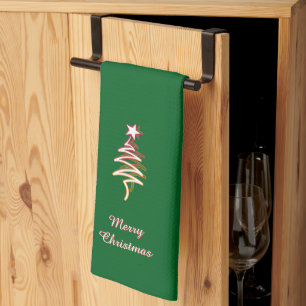 Linge De Cuisine Arbre gribouillé + Étoile Joyeux Noël Vert