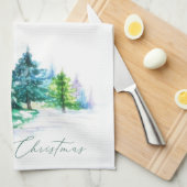 Linge De Cuisine Arbres à l'aquarelle (Quart Plié)