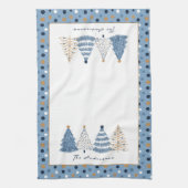 Linge De Cuisine Arbres Bleus Points Modernes Noël (Vertical)