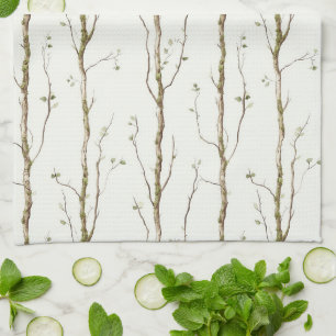 Linge De Cuisine Arbres bruns verts  
