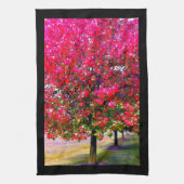Linge De Cuisine Arbres d'automne feuilles roses impressionnistes (Vertical)