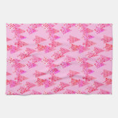 Linge De Cuisine Arbres de Noël à fleurs modernes - rose pastel (Horizontal)