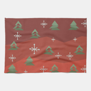 Linge De Cuisine Arbres de Noël Abstraits du Milieu du Siècle