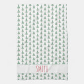 Linge De Cuisine Arbres de Noël Aquarelle Nom Art Fun (Vertical)