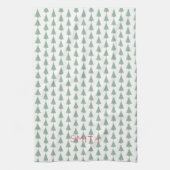 Linge De Cuisine Arbres de Noël Aquarelle Nom Art Vacances (Vertical)