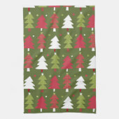 Linge De Cuisine Arbres de Noël Blanc rouge et vert (Vertical)