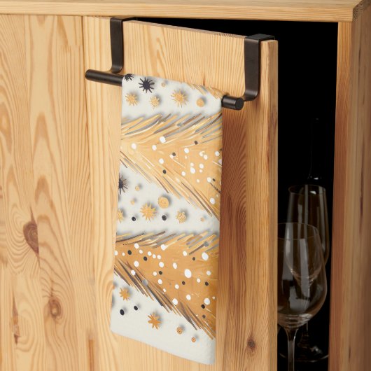 Linge De Cuisine Arbres de Noël dorés Flammes de neige brillantes F (Pliage en tiers)