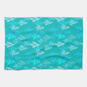 Linge De Cuisine Arbres de Noël modernes de fleur - turquoise (Horizontal)