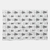 Linge De Cuisine Arbres de Noël noirs et gris et flocons de neige (Horizontal)