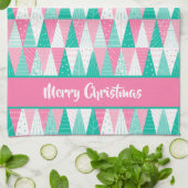 Linge De Cuisine Arbres de Noël roses et Turquoises (Plié)