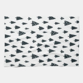 Linge De Cuisine Arbres de Noël scandinaves noirs et blancs moderne (Horizontal)