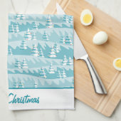 Linge De Cuisine Arbres de Noël turquoises (Quart Plié)