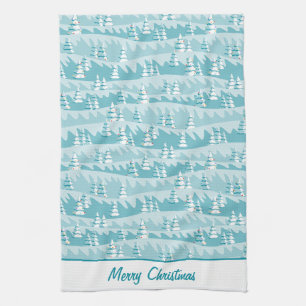 Linge De Cuisine Arbres de Noël turquoises