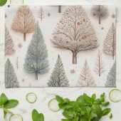 Linge De Cuisine Arbres d'hiver - Forêt de vacances rustique (1) (Plié)