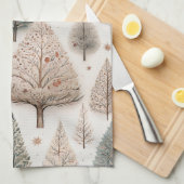 Linge De Cuisine Arbres d'hiver - Forêt de vacances rustique (1) (Quart Plié)