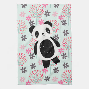 Linge De Cuisine Arbres, fleurs et ours de panda