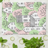 Linge De Cuisine Arbres, maisons, paysage de la ville de printemps (Plié)