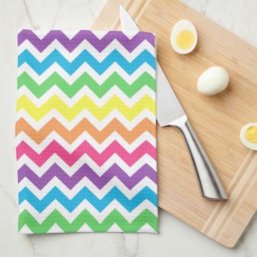 Linge De Cuisine Arc-en-ciel Chevron (Quart Plié)