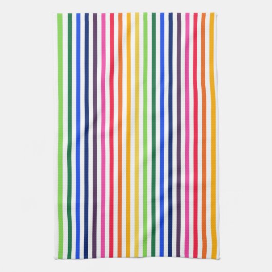 Linge De Cuisine Arc-en-ciel et rayures blanches (Vertical)