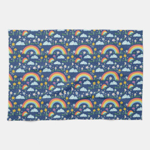 Linge De Cuisine Arc-en-ciel, Fleurs et Motif de nuages