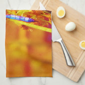 Linge De Cuisine Arc-en-ciel libellule sur ambre et fuschie (Quart Plié)