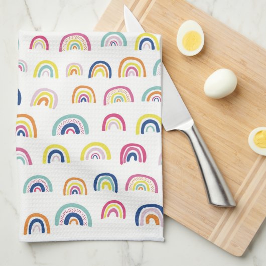 Linge De Cuisine Arc-en-ciel multicolore blanc (Quart Plié)