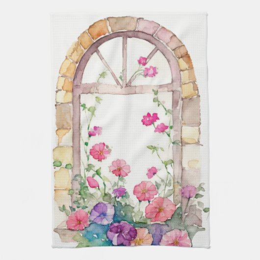 Linge De Cuisine Arche aquarelle florale peinte (Vertical)