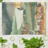 Linge De Cuisine Arche de Noé par Edward Hicks, Art populaire Vinta (Plié)