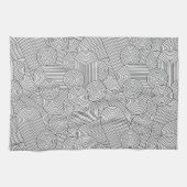 Linge De Cuisine Arche géométrique moderne du milieu du siècle Noir (Horizontal)