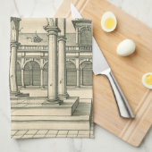Linge De Cuisine Architecture Ancienne, Cour romaine avec Colonnes (Quart Plié)