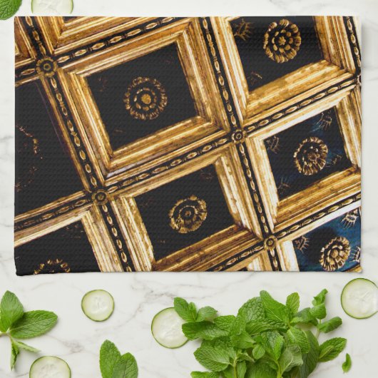 Linge De Cuisine Architecture noire et or (Plié)