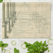 Linge De Cuisine Architecture vintage, Perspective Colonnes Arches (Plié)