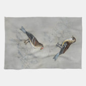 Linge De Cuisine Argent | Deux oiseaux (Horizontal)