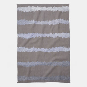 Linge De Cuisine Argent rayé moderne et taupe gris